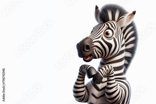 surprised amazed Zebra isolated on a white background