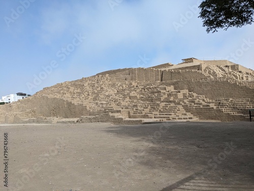 Overview of the pre-Inca ruins of Huaca Pucllana in Lime, Peru - April 2024