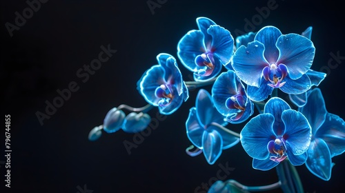 Glowing Neon Blue Orchids Radiate Striking Beauty in Vivid Close-Up