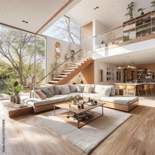 b'Bright and Airy Modern House Interior Living Room' © duyina1990
