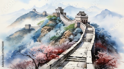 b'great wall of china illustration' photo