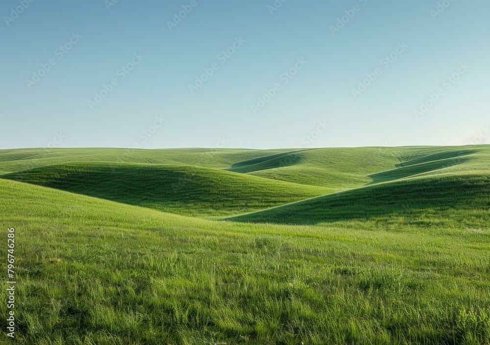 b'Green rolling hills under a blue sky'