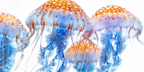 b'A Group of Jellyfish with Orange Spots' photo