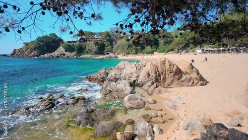 beach and rocks Cala sant francesc in girona spain photo