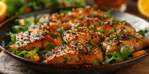 b'Grilled salmon with vegetables' photo