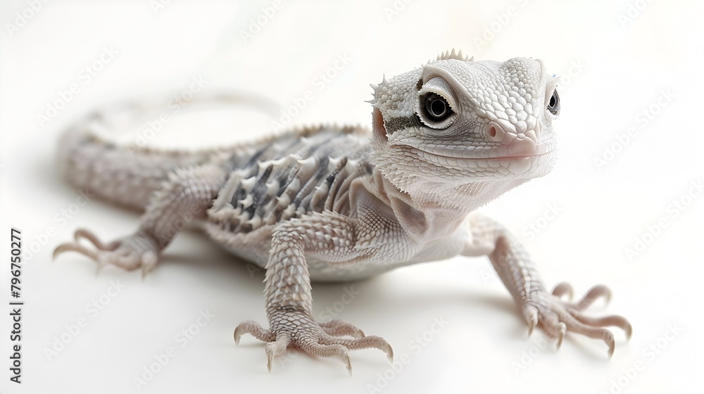 Naklejka premium Endearing Baby Dragon Hatchling Resting Peacefully on a White Surface