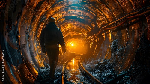 Miner In Underground Tunnels