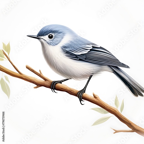 A Gnatcatcher Isolated Against a Neutral Background: Showcasing the Delicate Features and Subtle Colors of This Small Bird