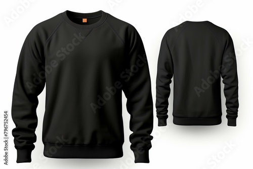 b'Black sweatshirt front and back'