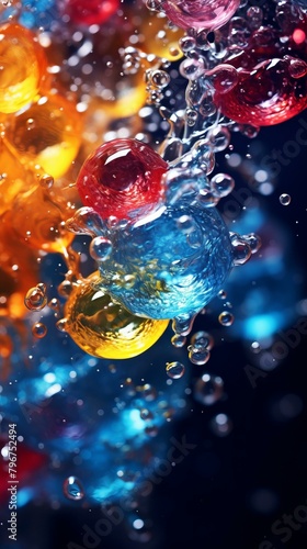 b'Colorful Spheres Floating in Water'