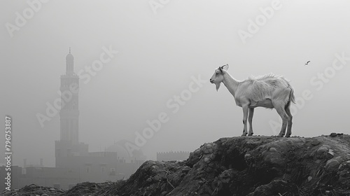 Goat image background for Eid al Adha muslim celebration day © Leli