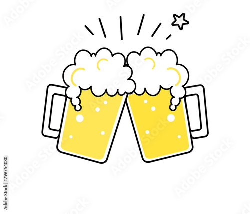 Bild auf Leinwand ジョッキビールで乾杯イラスト