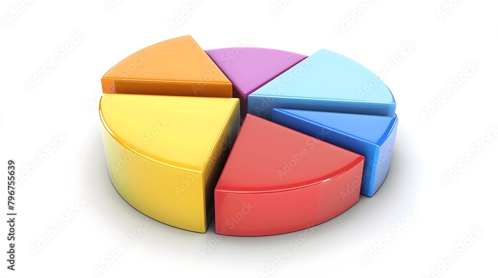 Obraz premium 3D Pie Chart Icon: Vivid Colors Representing Data Analysis and Business Intelligence