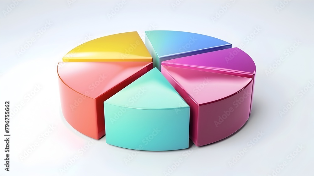 Vibrant 3D Pie Chart Icon Symbolizing Data Analysis and Business Intelligence