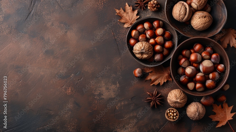 Cup with nuts on a clean background