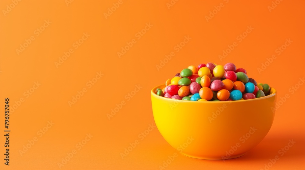Orange background with candies Orange background with candies
