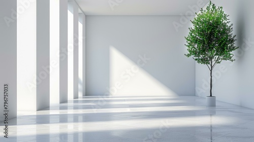 b'Bright and Airy Space with Tree'