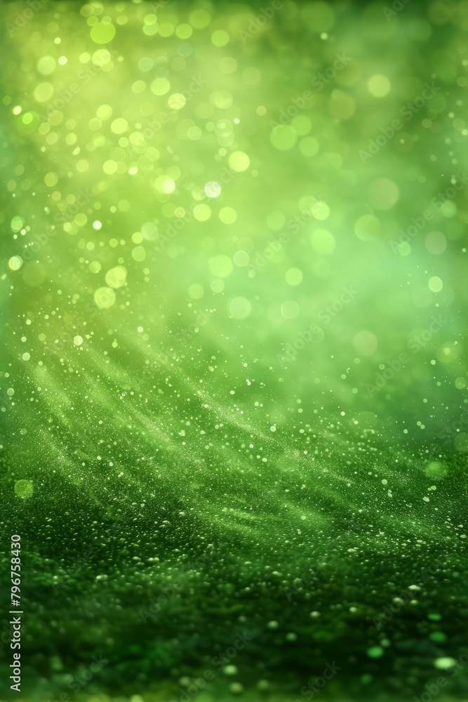 b'Green glitter texture with shiny light. Green background with glowing particles.'