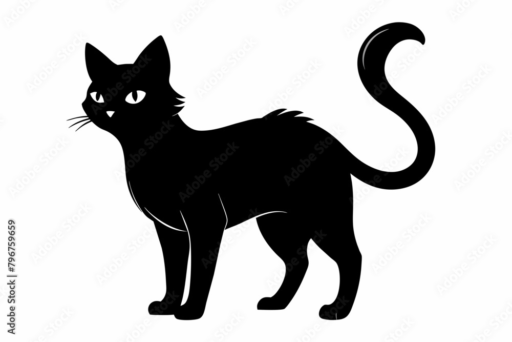 Fototapeta premium black cat silhouette vector illustration on white background