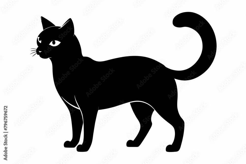 black cat silhouette vector illustration on white background black cat silhouette vector illustration on white background