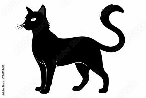 black cat silhouette vector illustration on white background