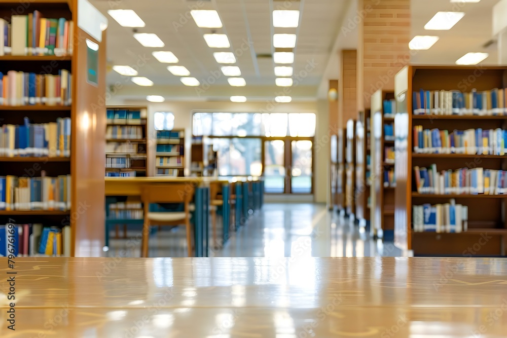 College library interior with blurred background, ideal for bookstore or education concept. Concept Academic setting, Indoor bookstore, Learning environment, Educational ambiance, Library interior College library interior with blurred background, ideal for bookstore or education concept. Concept Academic setting, Indoor bookstore, Learning environment, Educational ambiance, Library interior