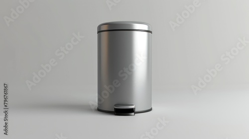 Stainless Trash can isolated on white background.	
