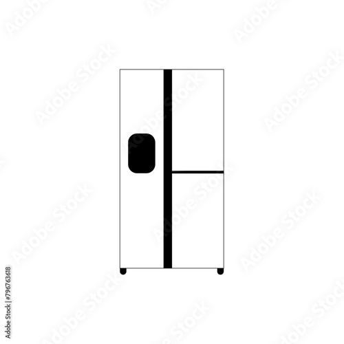 Double door fridge icon. Refrigerator line art vector. Refrigerator icon or clipart. Outline illustration of double door fridge vector icon for web design isolated on white background.