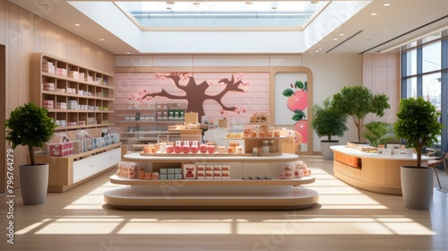 b'peach-themed store interior design' photo