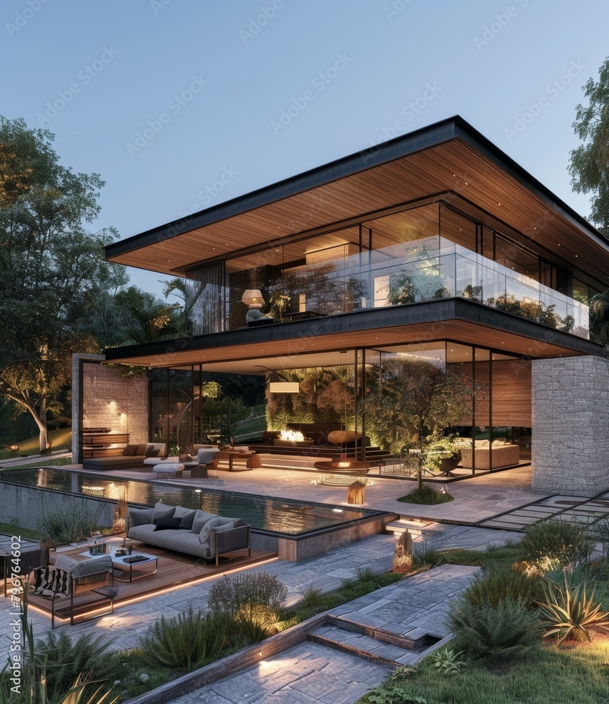 Modern luxury house with pool and garden Modern luxury house with pool and garden