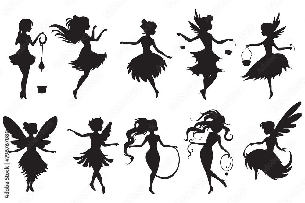 Obraz premium Fairy Silhouette vector illustration bundile