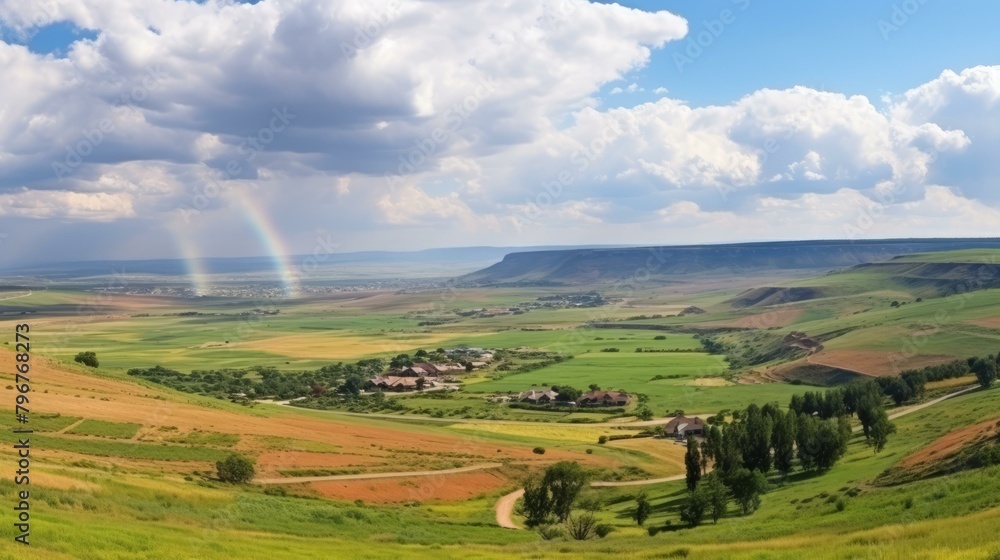 b'Rainbow over the valley'