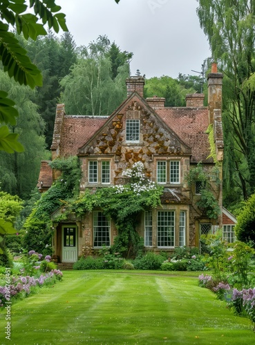 b'English country house with garden'