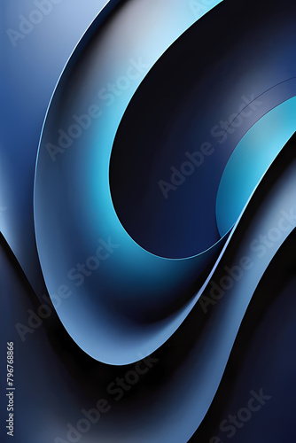 Blue luxury abstract background with wavy shapes.