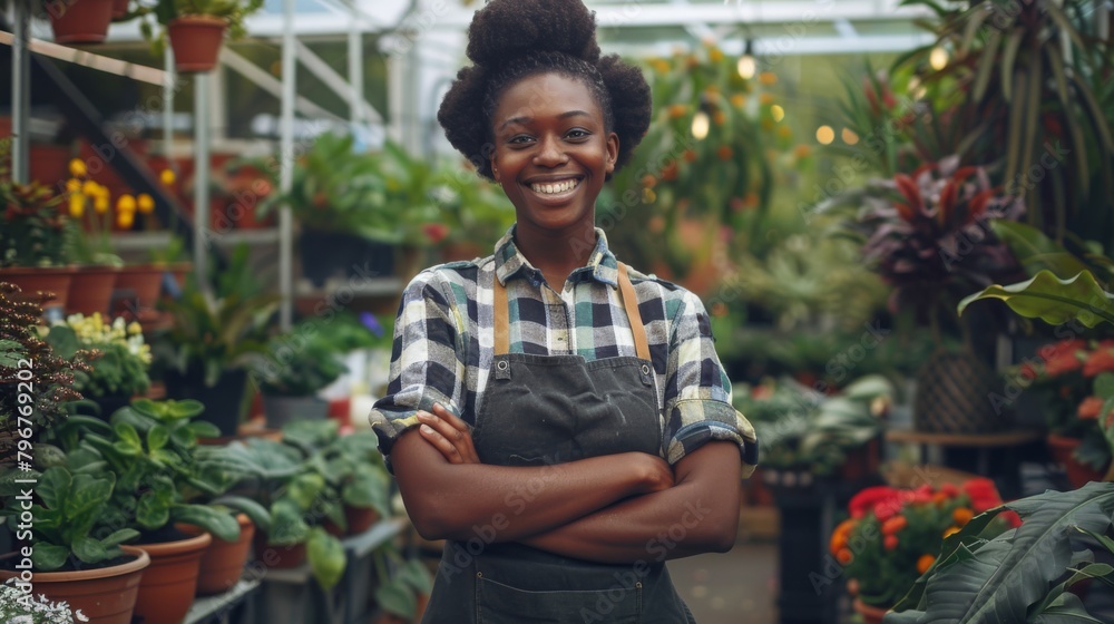 A Smiling Woman in Greenhouse A Smiling Woman in Greenhouse