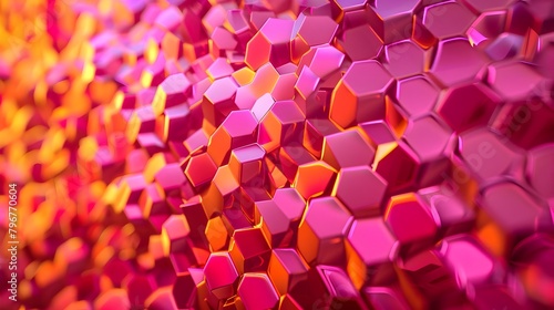 Vibrant Tessellation: A Dynamic 3D Wallpaper of a Glowing Digital Beehive