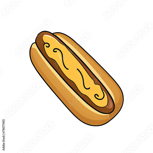 Hot Dog Hand Drawn Cartoon Style Illustration