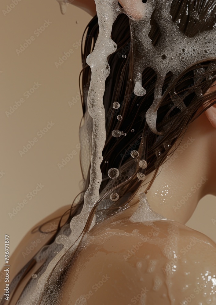 Obraz premium Woman washing her hair adult hairstyle splashing.