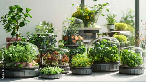 A collection of potted plants in various sizes and shapes