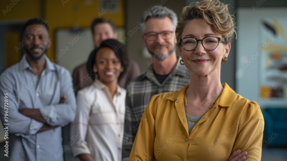 Confident Leader with Her Team Confident Leader with Her Team