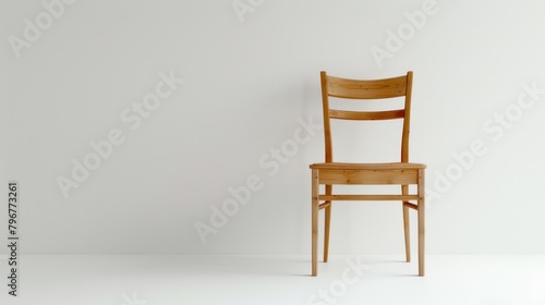 Minimalist classic wooden chair isolated on white background.