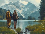 Serene Outdoor Exploration: A Couple Enjoying the Great Outdoors