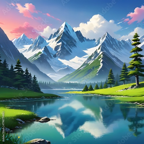 landscape with river and mountains. Nature background images. Serene mountains images.
