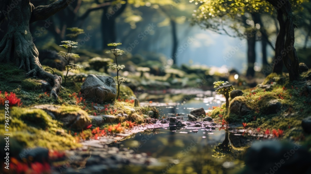 Fototapeta premium a portrait landscape magical forest, AI Generative