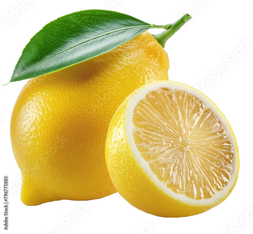 citron jaune frais, isolé sur fond transparent photo