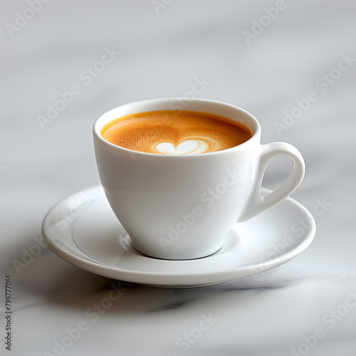 Close-up of a Freshly Brewed Cup of Coffee on White Background