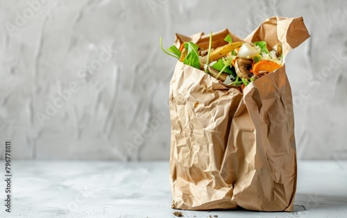 Paper Bag Full of Organic Waste for Composting photo