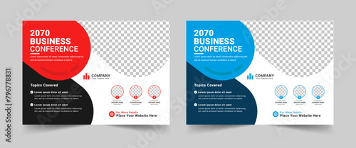 Conference business design template, seminar event poster, leaflet, banner, presentation.