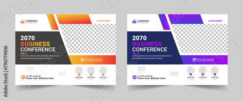 Business conference flyer template, Annual corporate business workshop, meeting, training, poster, leaflet, banner, presentation. photo