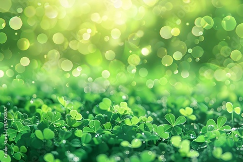 Green and bokeh abstract background for celebrating St Patrick's Day. Concept St Patrick's Day, Green, Bokeh, Abstract Background, Celebration
